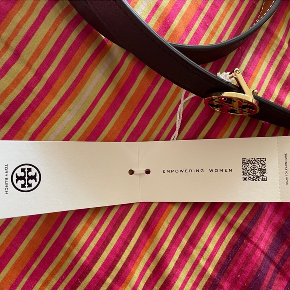 Tory Burch 1” Miller Reversible Belt Color Black/ Classic Cuoio/ Gold Size S NWT - Picture 7 of 10